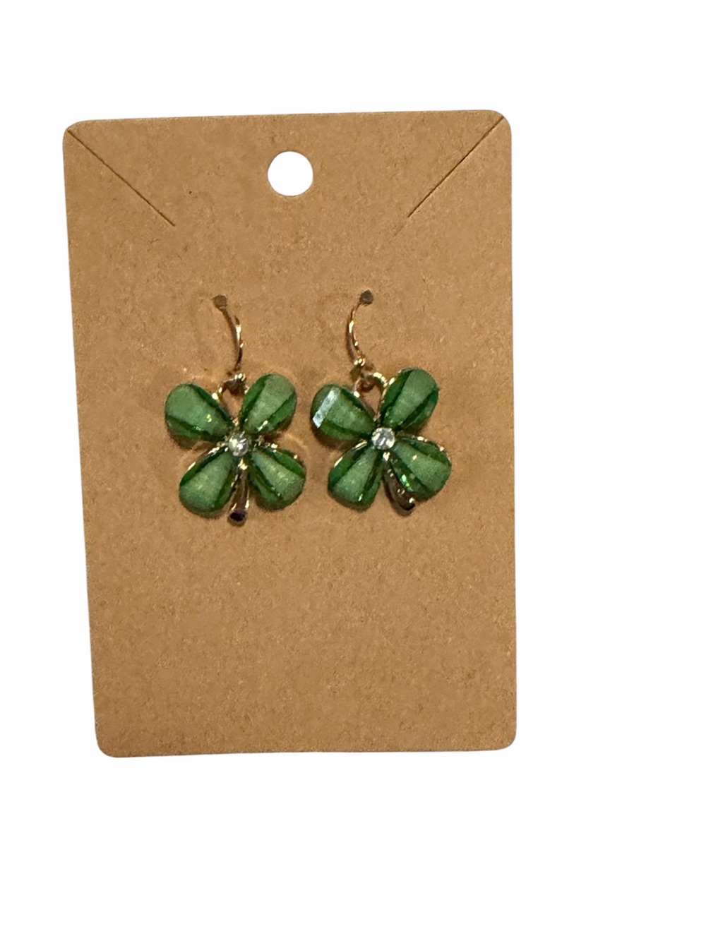 Gold-Tone Green Flower Drop Earrings - Women Jewelry